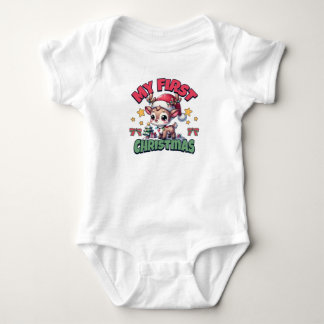 My First Christmas - Adorable Baby Reindeer Design Bodysuit