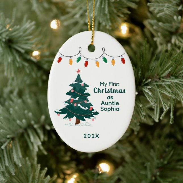 My First Christmas as Auntie Personalised Ceramic Ornament (Tree)