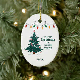 My First Christmas as Auntie Personalized Ceramic Ornament