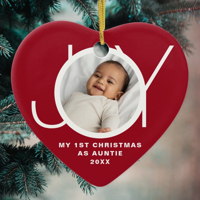 My First Christmas As Auntie Photo Red Ceramic Ornament (Creator Uploaded)