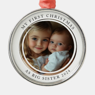 My first Christmas As Big Sister Custom Photo Metal Ornament