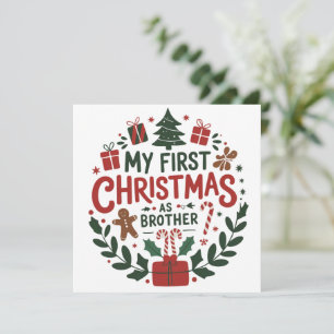 My First Christmas As Brother Family Matching  Holiday Card