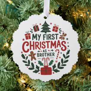 My First Christmas As Brother Family Matching  Tree Decoration Card