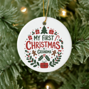 My First Christmas As Grandma Family Matching  Ceramic Ornament