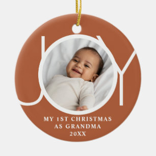 My First Christmas As Grandma Joy Photo Terracotta Ceramic Ornament
