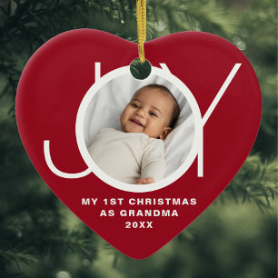 My First Christmas As Grandma Photo Red Ceramic Ornament