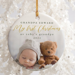 My First Christmas as Grandpa Photo and Year Ceramic Ornament