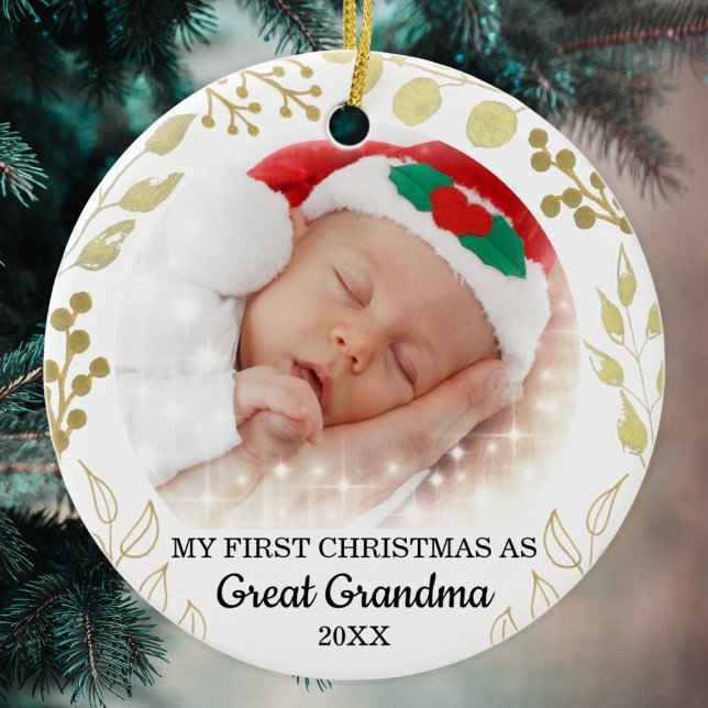 My First Christmas As Great Grandma Photo   Ceramic Ornament (Creator Uploaded)
