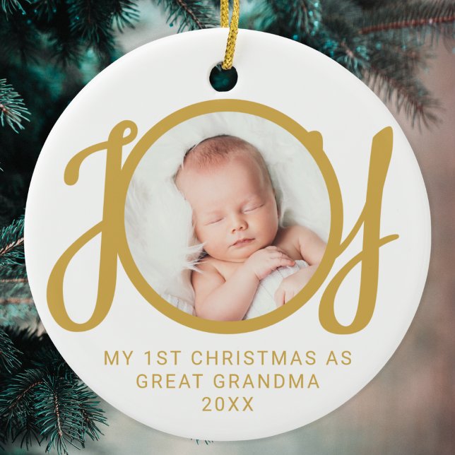 My First Christmas As Great Grandma Photo Gold  Ceramic Ornament (Creator Uploaded)