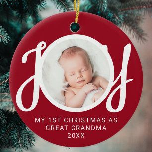 My First Christmas As Great Grandma Photo Red Ceramic Ornament