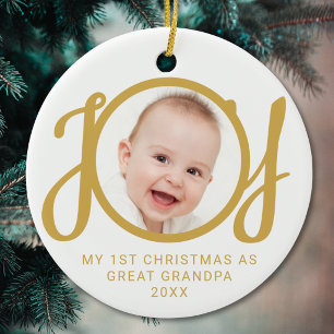 My First Christmas As Great Grandpa Photo Ceramic Ornament