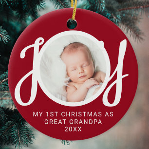 My First Christmas As Great Grandpa Photo Red Ceramic Ornament