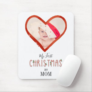 My First Christmas As Mum Love Heart Baby Photo Mouse Pad