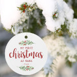 My First Christmas as Nana Greenery Ornament<br><div class="desc">Celebrate your First Christmas as Grandma with this watercolor greenery with berries photo ornament. Add a favourite photo and text to this one of a kind design for a festive accent to your Christmas tree. It's easy to personalise to be uniquely yours.</div>