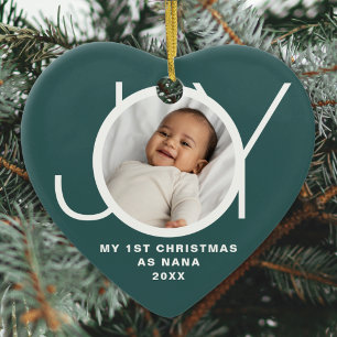 My First Christmas As Nana Photo Green Ceramic Ornament