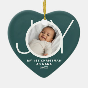My First Christmas As Nana Photo Green Ceramic Ornament