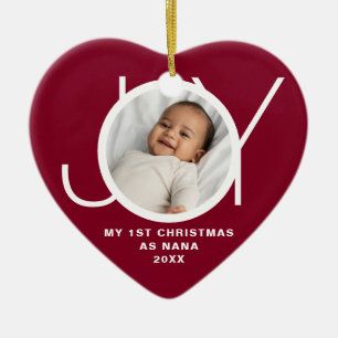 My First Christmas As Nana Photo Maroon Ceramic Ornament