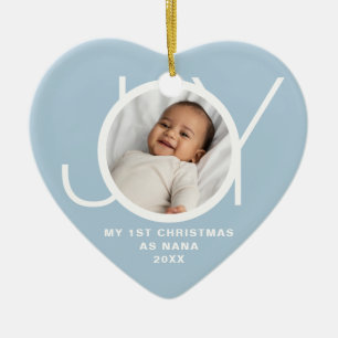 My First Christmas As Nana Photo Palr Blue Ceramic Ornament