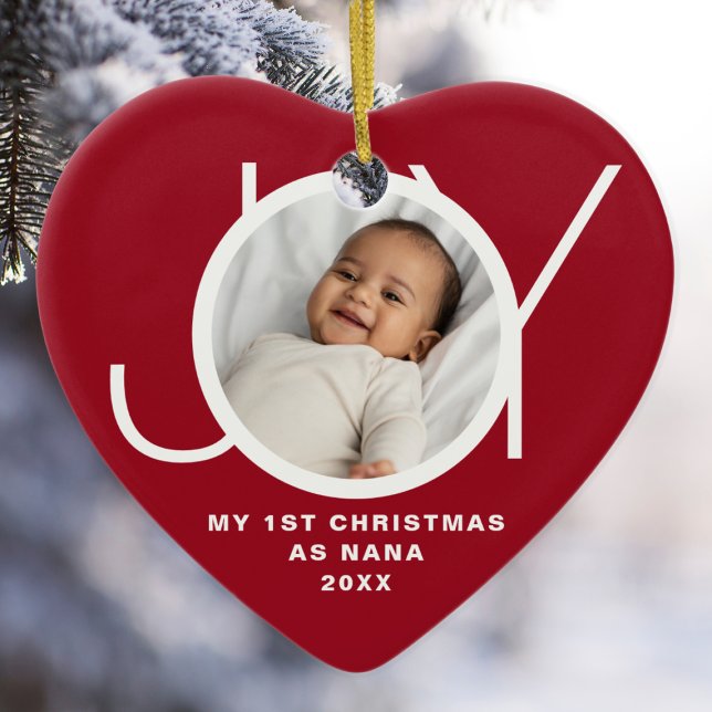 My First Christmas As Nana Photo Red Ceramic Ornament (Creator Uploaded)