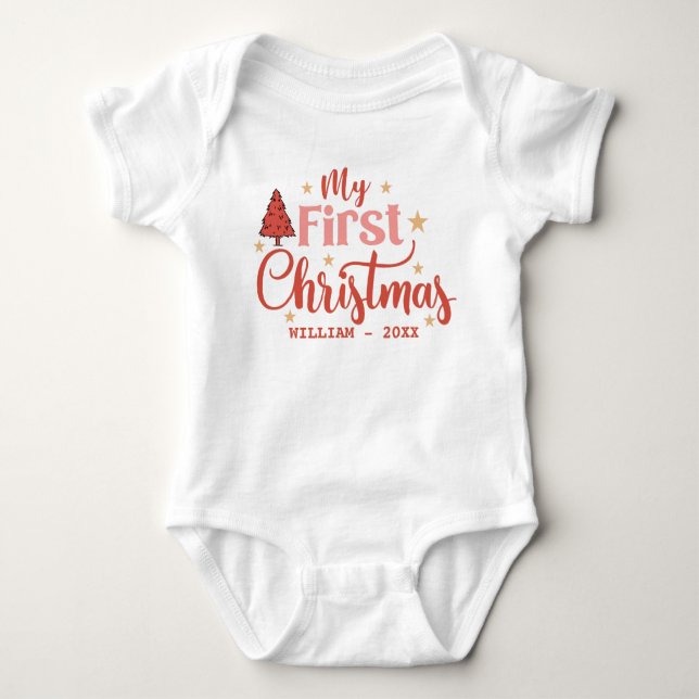 My first Christmas Baby 1st Xmas custom name  Bodysuit (Front)