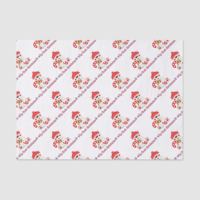 My First Christmas Baby Bear Tissue Paper (Front)