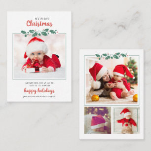 My First Christmas Baby Birth Photo Holiday Card