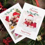 My First Christmas Baby Birth Photo Holiday Card<br><div class="desc">Cute and whimsical multi photo birth announcement holiday card. There is the main photo on the front and 3 more on the reverse side of the card with birth stats on the bottom.</div>
