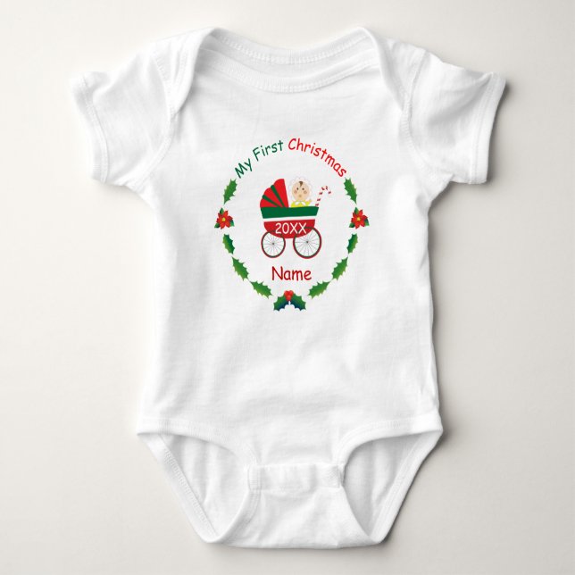 My First Christmas Baby Bodysuit (Front)