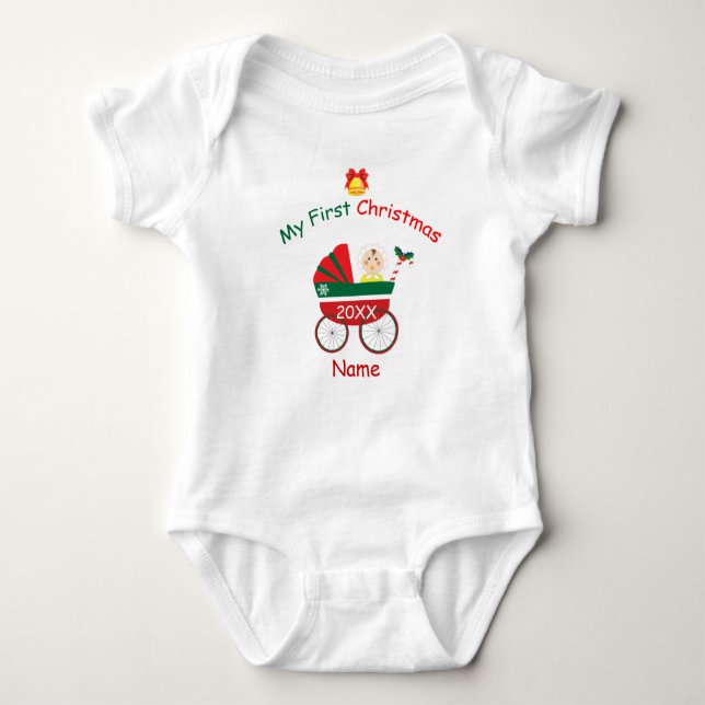 My First Christmas Baby Bodysuit (Front)
