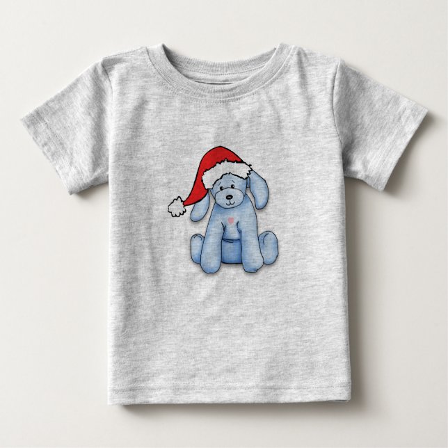 "My First Christmas" baby bodysuit with cute puppy (Front)