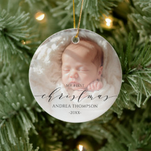 My first Christmas Baby Dual Photo Ceramic Ornament