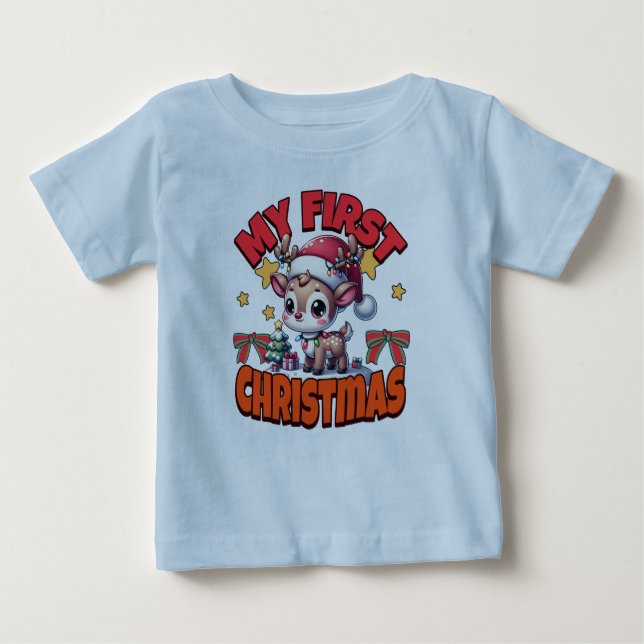 My First Christmas - Baby Fawn Delight Baby T-Shirt (Front)