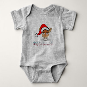 My First Christmas Baby Giraffe Baby Bodysuit