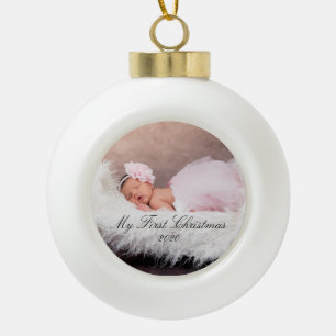 My First Christmas Baby Girl Ceramic Ball Christmas Ornament