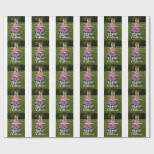 my first Christmas baby girl photo name year simpl Wrapping Paper