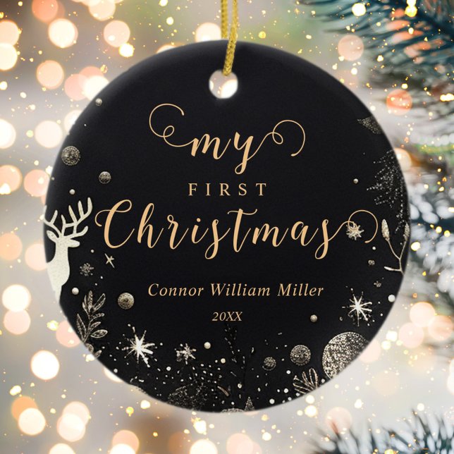 My First Christmas Baby Modern Elegant Festive Ceramic Ornament (My First Christmas Baby Modern Elegant Festive Ceramic Ornament)