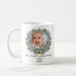 My First Christmas Baby Newborn Blue Snowflake Coffee Mug