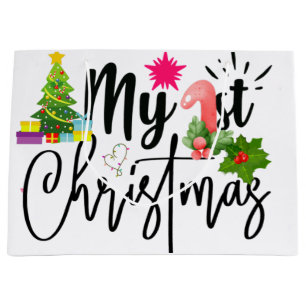 my first christmas baby outfit baby bodysuit throw large gift bag