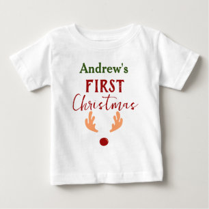 My First Christmas Baby Personalise Name  Baby T-Shirt