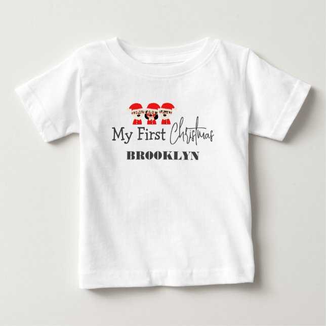 My first Christmas Baby Personalised Name T-Shirt (Front)