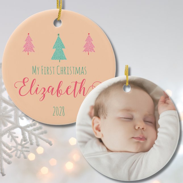 My First Christmas Baby-Personalised Name & Year Ceramic Ornament (My First Christmas Baby-Personalized Name & Year Ceramic Ornament)