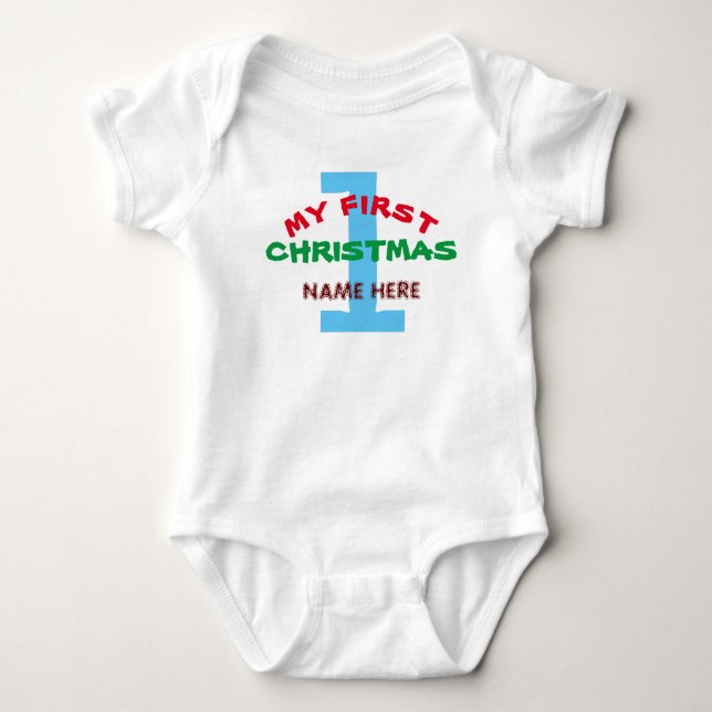MY FIRST CHRISTMAS BABY PERSONALIZED GIFT BABY BODYSUIT (Front)