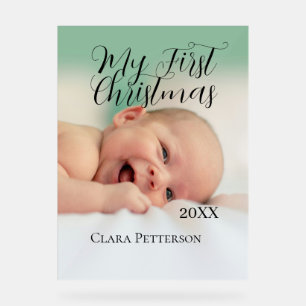 My first Christmas baby photo add name year modern Acrylic Sign