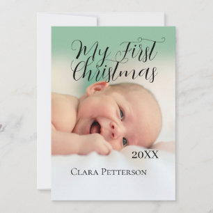 My first Christmas baby photo add name year modern Invitation