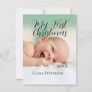 My first Christmas baby photo add name year modern Postcard