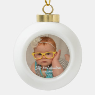 My first christmas baby photo  ceramic ball christmas ornament