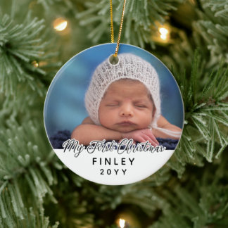 My First Christmas Baby Photo Double Sided Ceramic Ornament
