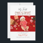 My First Christmas Baby Photo Holiday Card<br><div class="desc">Cute Christmas baby photo with birth stats you can easily customise</div>