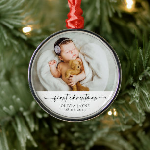 My First Christmas Baby Photo Keepsake Metal Ornament
