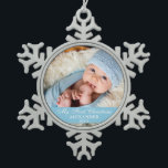 My First Christmas Baby Photo Light Blue Snowflake Pewter Christmas Ornament<br><div class="desc">My First Christmas Baby Photo Blue Snowflake Pewter Christmas Ornament</div>